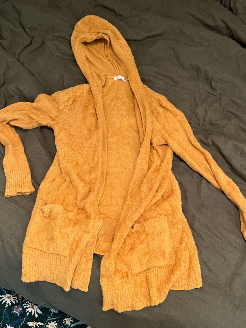 89th & Madison Hooded Open-Front Cardigan in Mustard